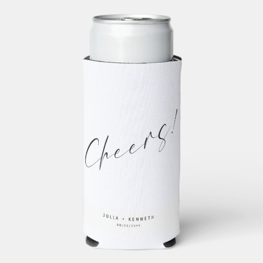 Rafraîchisseur Pour Canette Slim Minimalistic Wedding Calligraphy (Seltzer Recto)