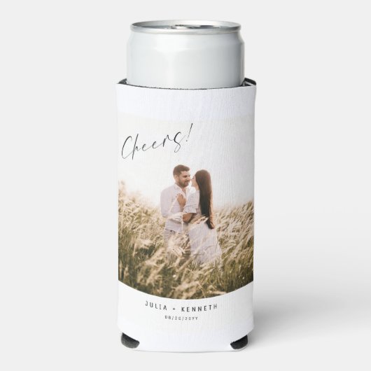 Rafraîchisseur Pour Canette Slim Minimalistic Wedding Photo Wine (Seltzer Recto)