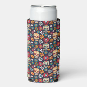 Rafraîchisseur Pour Canette Slim Modèle floral crâne rouge
