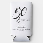 Rafraîchisseur Pour Canette Slim Modern Elegant Black White Fifty Fabulous Birthday (Recto)