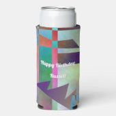 Rafraîchisseur Pour Canette Slim Modern Elemental Pattern Happy Birthday (Seltzer Recto)