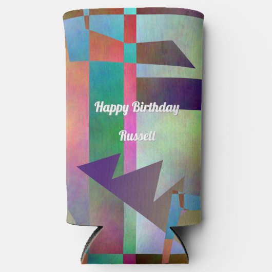 Rafraîchisseur Pour Canette Slim Modern Elemental Pattern Happy Birthday (Recto)
