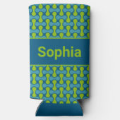 Rafraîchisseur Pour Canette Slim Modern Retro Link Pattern in Blue and Green (Verso)