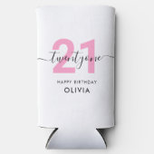 Rafraîchisseur Pour Canette Slim Moderne Elégant rose 21e anniversaire (Recto)