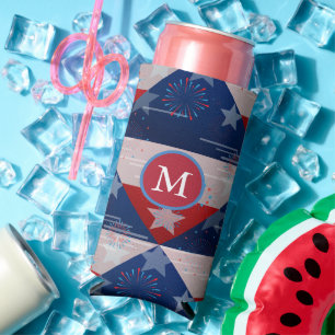 Rafraîchisseur Pour Canette Slim Monogramme 4 juillet américain drapeau USA Feux d'