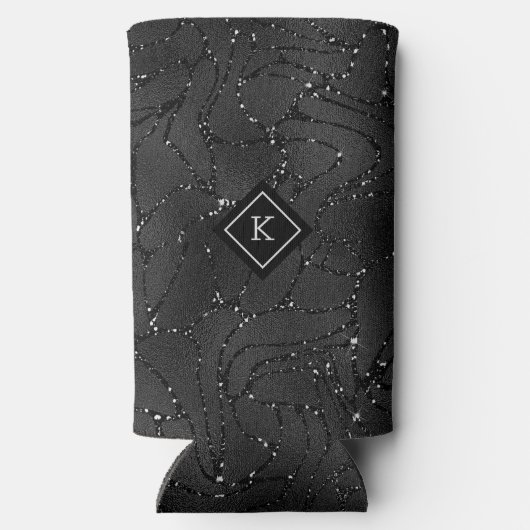 Rafraîchisseur Pour Canette Slim Monogramme Arrière - plan noir de luxe (Verso)