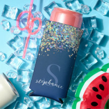 Monogramme bleu moderne Holographie Parties scinti