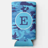 Rafraîchisseur Pour Canette Slim Monogramme de camouflage bleu (Verso)