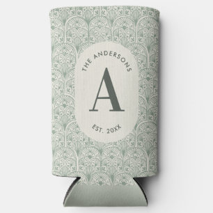 Rafraîchisseur Pour Canette Slim Monogramme de nom de famille personnalisé Vert sau
