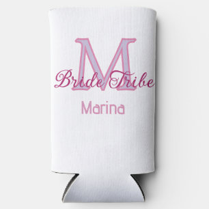 Rafraîchisseur Pour Canette Slim Monogramme de tribu de mariée simple mini-rose rou
