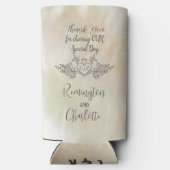 Rafraîchisseur Pour Canette Slim Monogramme Elegant Mère de Pearl Peach Mariage (Verso)