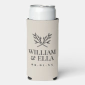 Rafraîchisseur Pour Canette Slim Monogramme Mariage de branches rustiques | Light B (Seltzer Recto)