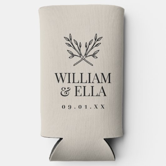 Rafraîchisseur Pour Canette Slim Monogramme Mariage de branches rustiques | Light B (Recto)