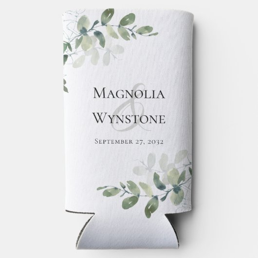 Rafraîchisseur Pour Canette Slim Monogramme Mariage Eucalyptus (Verso)