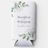 Rafraîchisseur Pour Canette Slim Monogramme Mariage Eucalyptus (Recto)