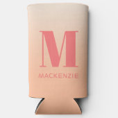 Rafraîchisseur Pour Canette Slim Monogramme moderne Nom initial Peach Gradient (Recto)