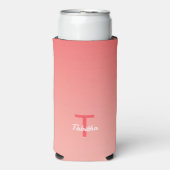 Rafraîchisseur Pour Canette Slim Monogramme Nom initial Script Dégradé Rouge Blanc (Seltzer Recto)