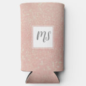 Rafraîchisseur Pour Canette Slim Monogramme pailleté rose doré initial (Recto)