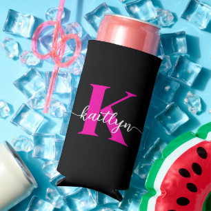 Rafraîchisseur Pour Canette Slim Monogramme Rose Chaude Noir