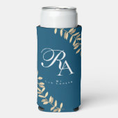 Rafraîchisseur Pour Canette Slim Monogramme simple et chic Turquoise (Seltzer Recto)