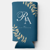 Rafraîchisseur Pour Canette Slim Monogramme simple et chic Turquoise (Verso)