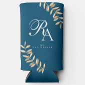 Rafraîchisseur Pour Canette Slim Monogramme simple et chic Turquoise (Recto)