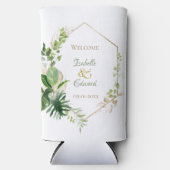 Rafraîchisseur Pour Canette Slim Monstera Tropical Vert & Or Feuille Mariage (Recto)