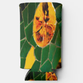 Rafraîchisseur Pour Canette Slim Mosaïque florale verte et jaune (Recto)