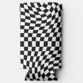 Rafraîchisseur Pour Canette Slim Motif À damiers dépoli noir et blanc (Recto)