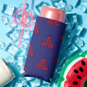 Rafraîchisseur Pour Canette Slim Motif damassé rouge et noir bleu
