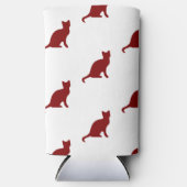 Rafraîchisseur Pour Canette Slim Motif de chat rouge foncé sur blanc (Recto)