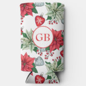 Rafraîchisseur Pour Canette Slim Motif de Noël Poinsettia (Recto)