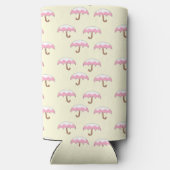 Rafraîchisseur Pour Canette Slim Motif de parapluie rose et blanc en goutte jaune (Verso)