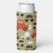 Rafraîchisseur Pour Canette Slim Motif de voitures orange (Seltzer Recto)
