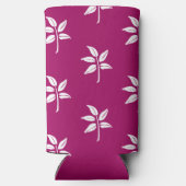 Rafraîchisseur Pour Canette Slim Motif en silhouette feuille blanche sur violet (Verso)