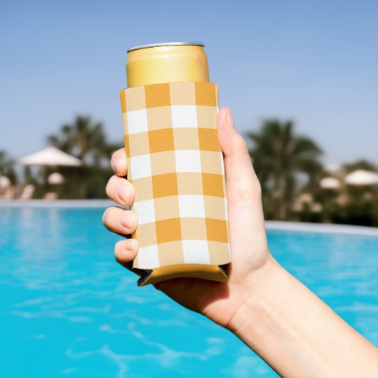 Rafraîchisseur Pour Canette Slim Motif En vichy jaune (Piscine in situ)