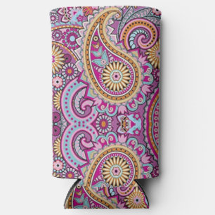 Rafraîchisseur Pour Canette Slim Motif floral paisley boho vibrant Art coloré