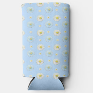 Rafraîchisseur Pour Canette Slim Motif marguerrier sur arrière - plan bleu clair