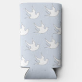 Rafraîchisseur Pour Canette Slim Motif silhouette de colombes blanches sur bleu (Verso)