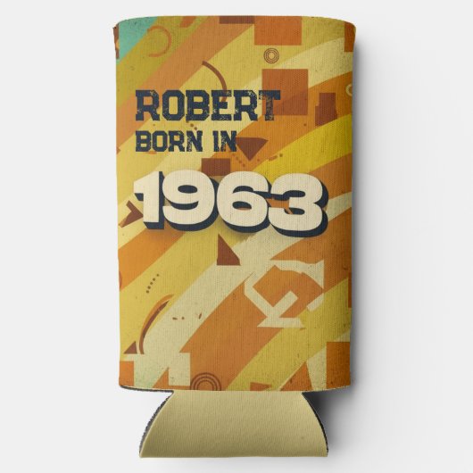 Rafraîchisseur Pour Canette Slim Né en 1963 - Design géométrique - 60s rétro - Nom (Verso)