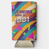 Rafraîchisseur Pour Canette Slim Né en 1981 - Retro 80s Neon Nom géométrique (Recto)