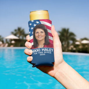 Rafraîchisseur Pour Canette Slim Nikki Haley - Photo de campagne avec drapeau améri