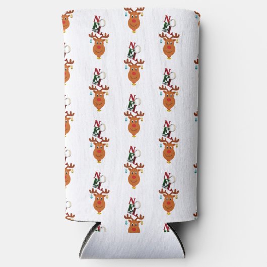 Rafraîchisseur Pour Canette Slim Noel Deer Bells Bauble Rudolf Snowflakes Noël (Recto)
