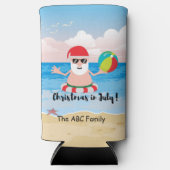 Rafraîchisseur Pour Canette Slim Noël en juillet avec SANTA CLAUS (Recto)