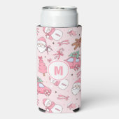 Rafraîchisseur Pour Canette Slim Noël rose sans couture personnalisable (Seltzer Verso)