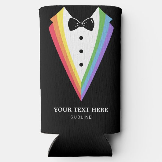 Rafraîchisseur Pour Canette Slim Noir Arc-en-ciel Personnalisé Groomsmen Gay pride (Verso)
