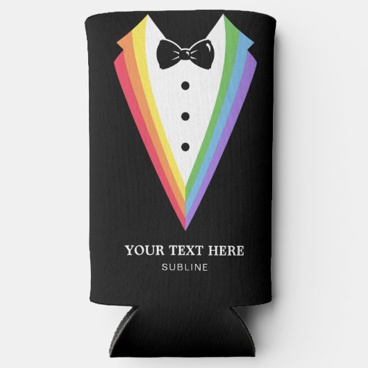 Rafraîchisseur Pour Canette Slim Noir Arc-en-ciel Personnalisé Groomsmen Gay pride (Recto)