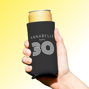 Rafraîchisseur Pour Canette Slim Noir moderne 30ème anniversaire