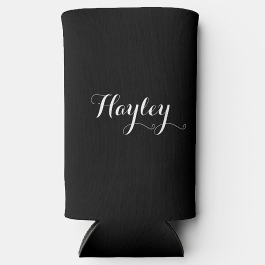 Rafraîchisseur Pour Canette Slim Noir monogramme de script (Recto)