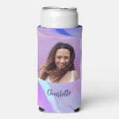 Rafraîchisseur Pour Canette Slim Nom de photo rose violet holographique (Seltzer Recto)